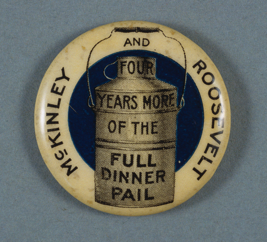 Detail of McKinley and Roosevelt Campaign Button by Anonymous