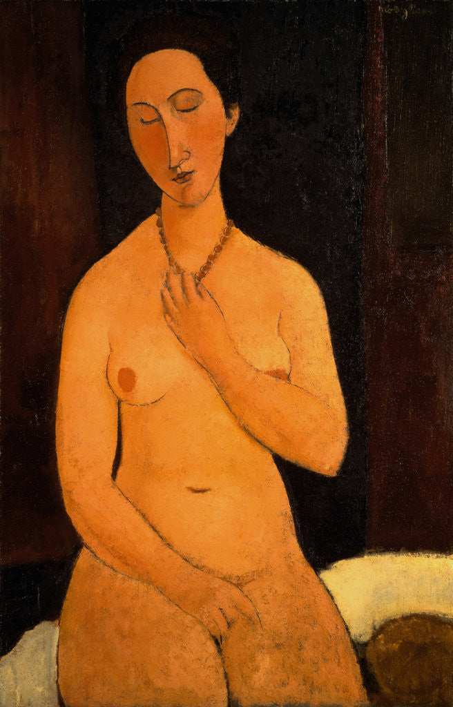Detail of Seated Nude with Necklace by Amedeo Modigliani