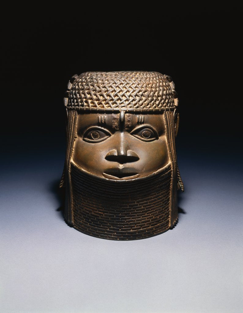 Detail of Benin, Early Middle Period Bronze Head, Uhunmwun-Elao by Anonymous