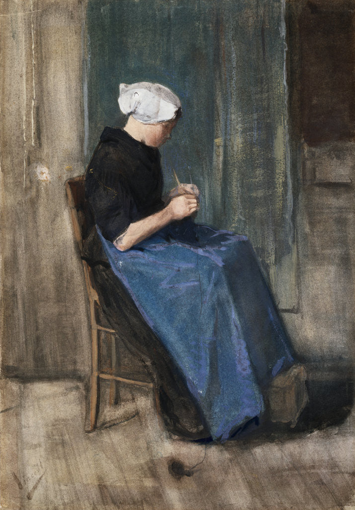 Detail of Young Scheveningen Woman, Knitting: Facing Right by Vincent Van Gogh