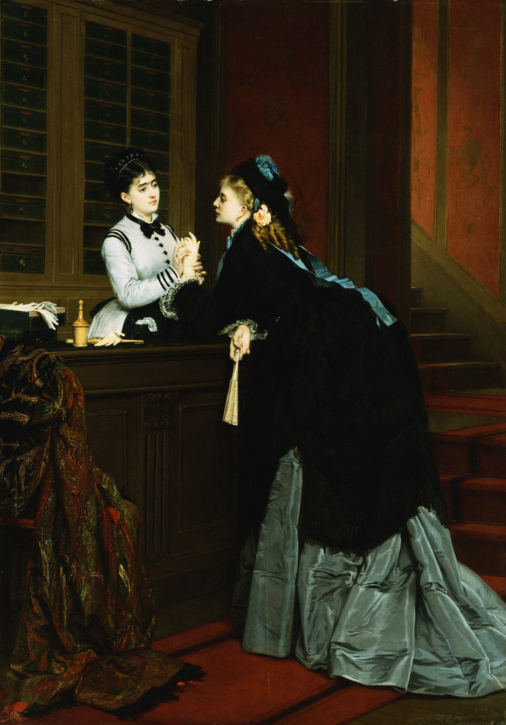 Detail of A Visit to the Glove Maker by Jules Emile Saintin