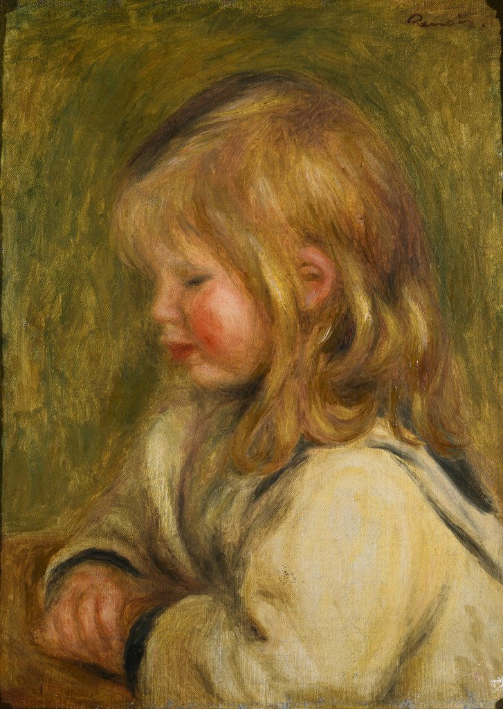 Detail of Head of a Young Girl by Pierre Auguste Renoir