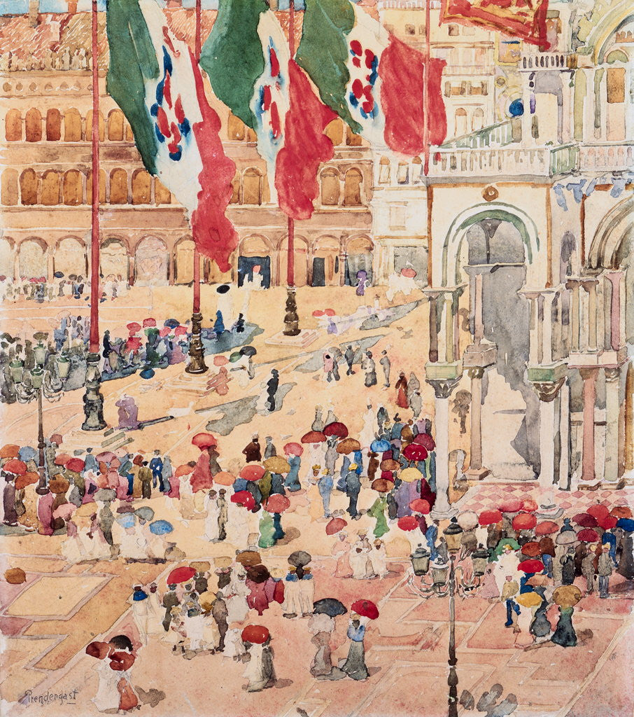 Detail of Piazza of Saint Marks by Maurice Brazil Prendergast