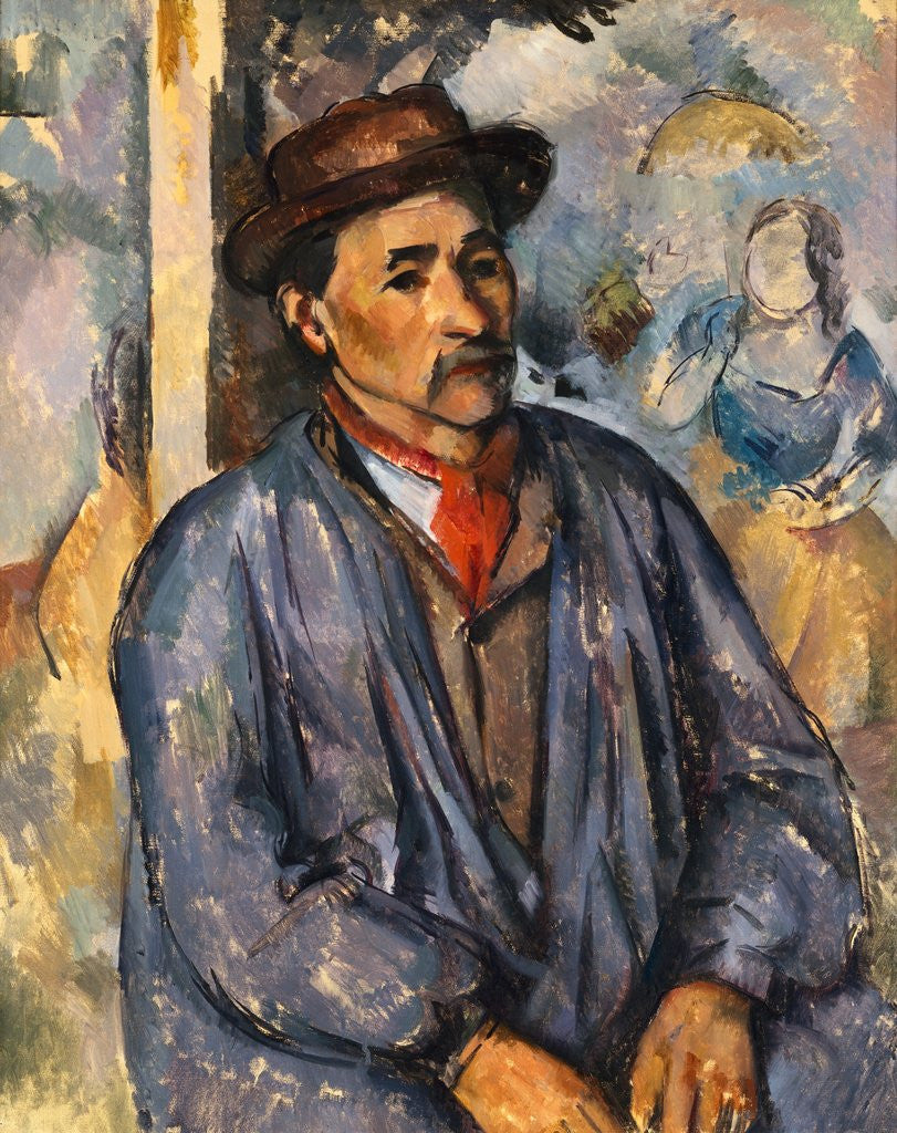 Detail of Man in a Blue Smock by Paul Cezanne