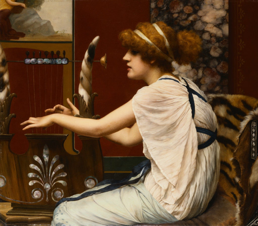 Detail of The Muse Erato at Her Lyre by John William Godward
