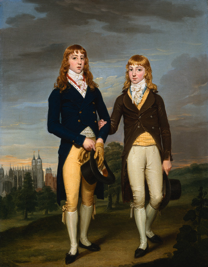 Detail of Portrait of Two Eton School Boys in Admontem Dress, Eton Chapel Behind by Francis Alleyne
