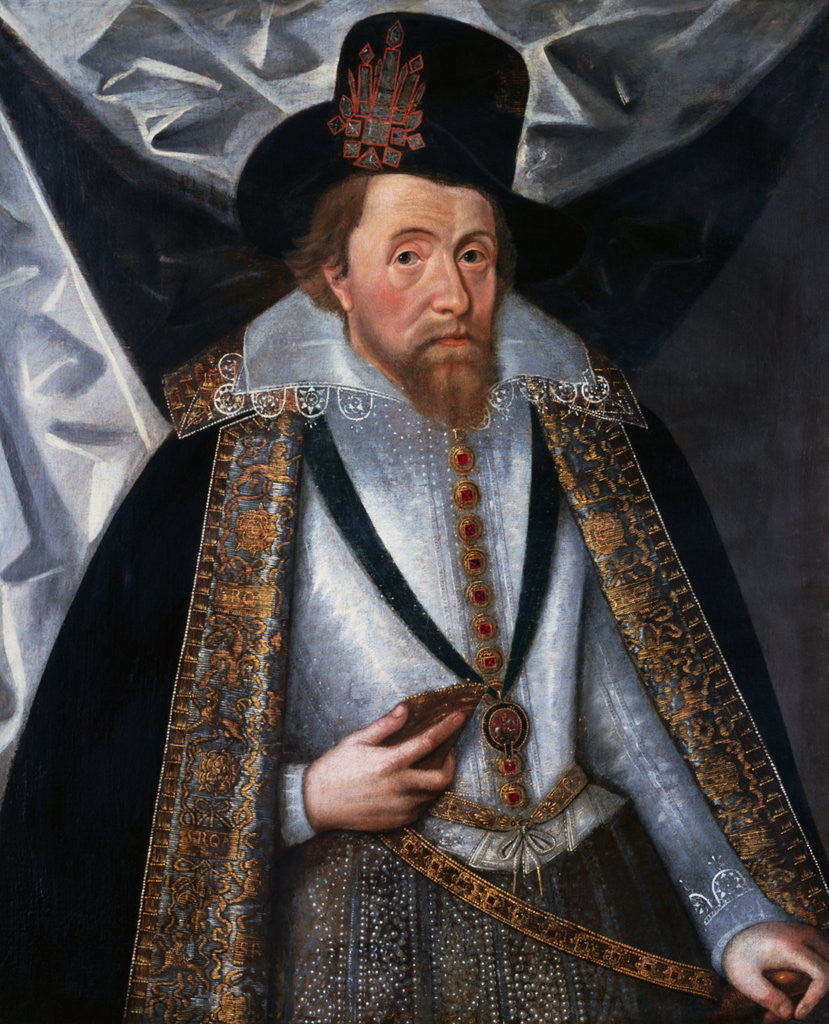 Detail of Portrait of King James I by Circle of John de Critz the Elder