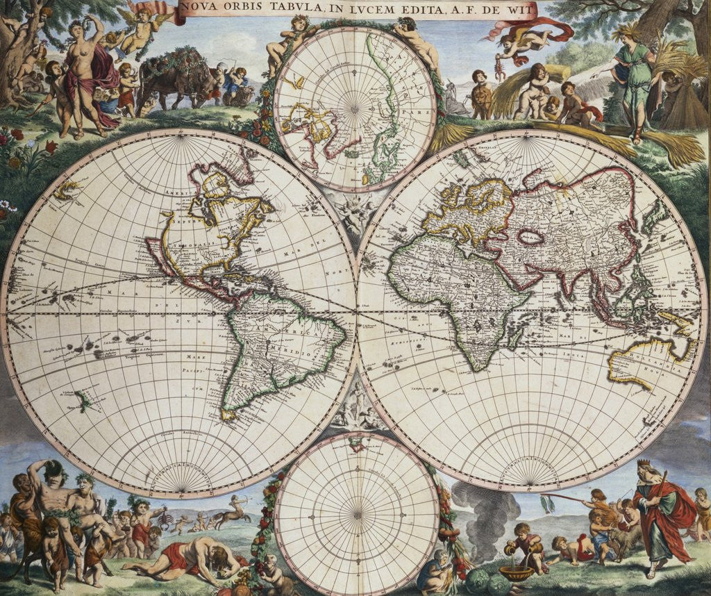 Detail of Map of the World by Frederick de Wit