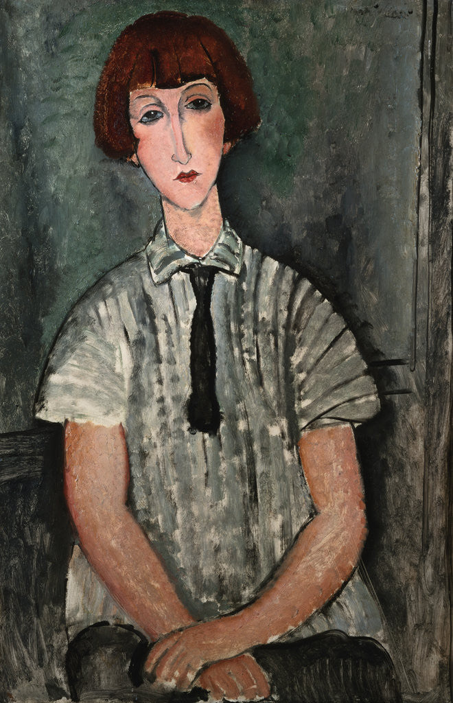 Detail of Young Girl in a Striped Shirt by Amedeo Modigliani