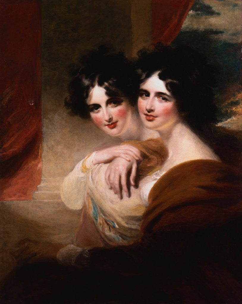 Detail of Congratulations: Portraits of Two Ladies Before a Colonnade by George Henry Harlow