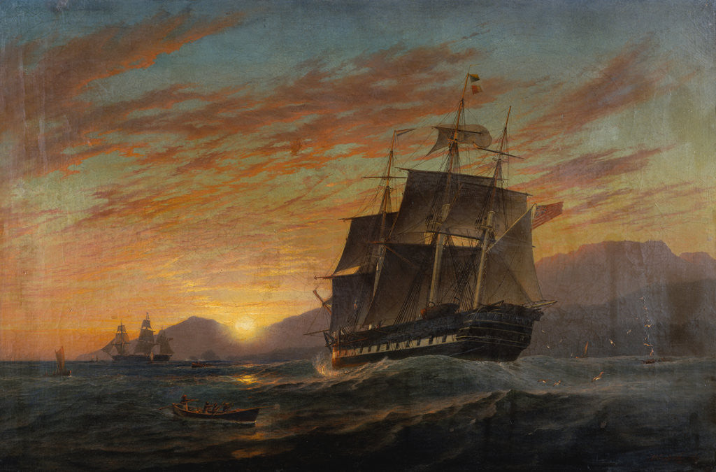 Detail of Merchantmen Off the Indian Coast at Dusk, 1867 by Charles Henry Seaforth