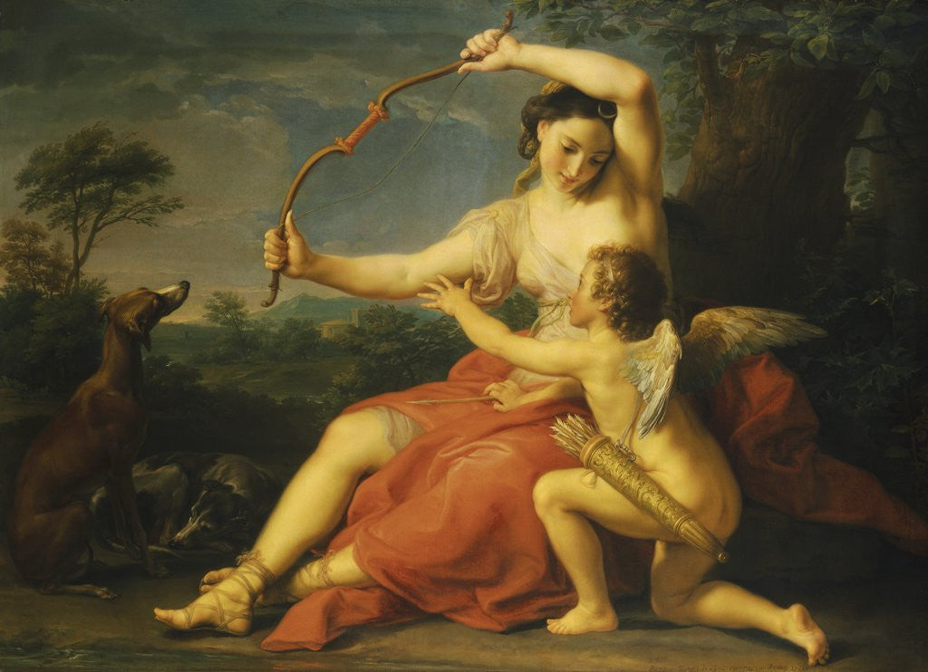 Detail of Diana Breaking Cupid's Bow by Pompeo Girolamo Batoni