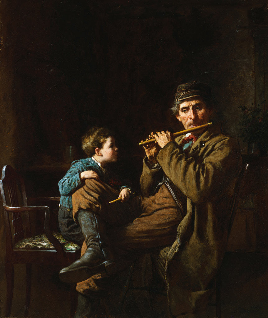Detail of The Earnest Pupil by Eastman Johnson