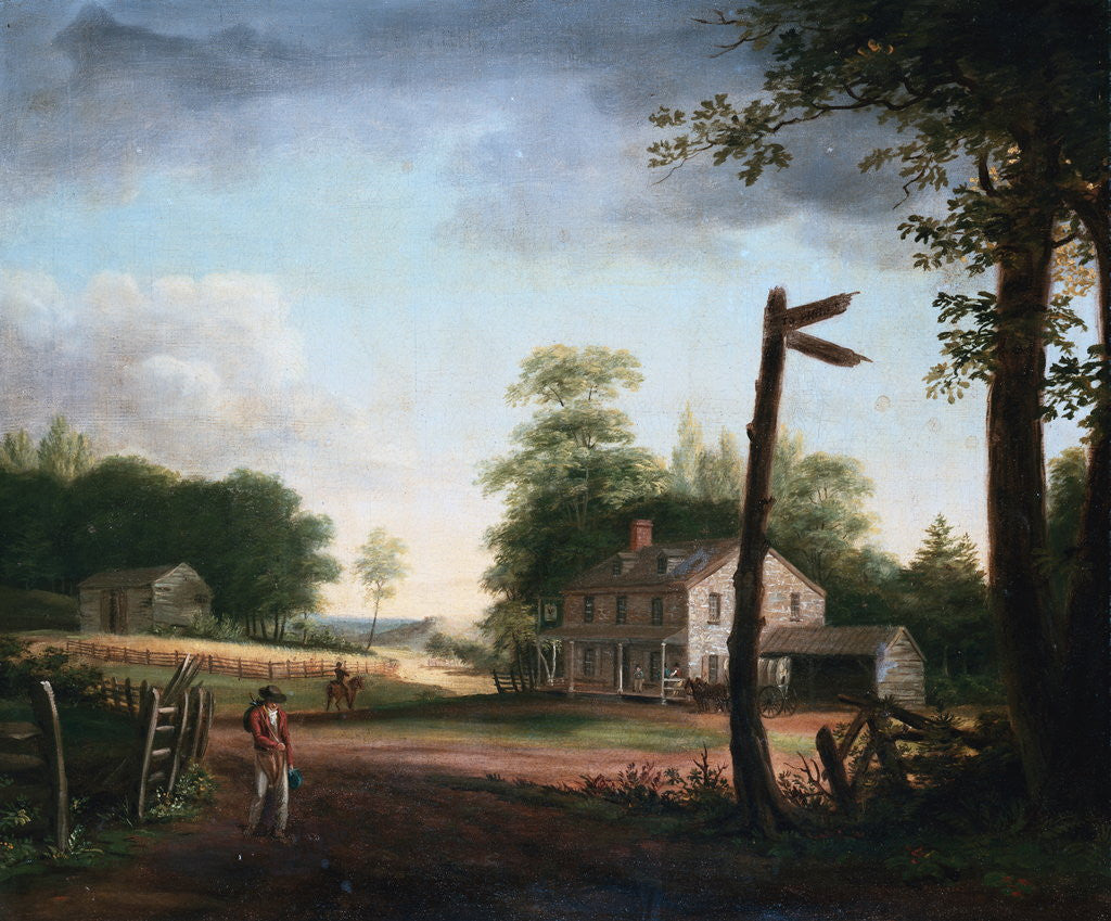 Detail of Wayside Inn on Route to Philadelphia by Thomas Birch