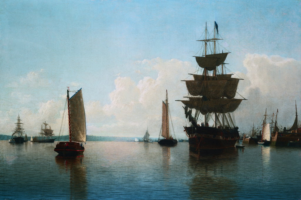 Detail of Ships at Harbor attributed to William Bradford by Anonymous