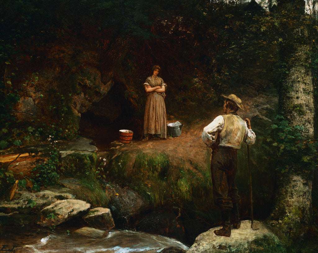 Detail of Early Lovers by Eastman Johnson