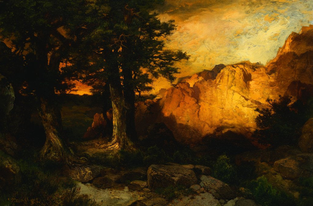 Detail of Western Sunset by Thomas Moran