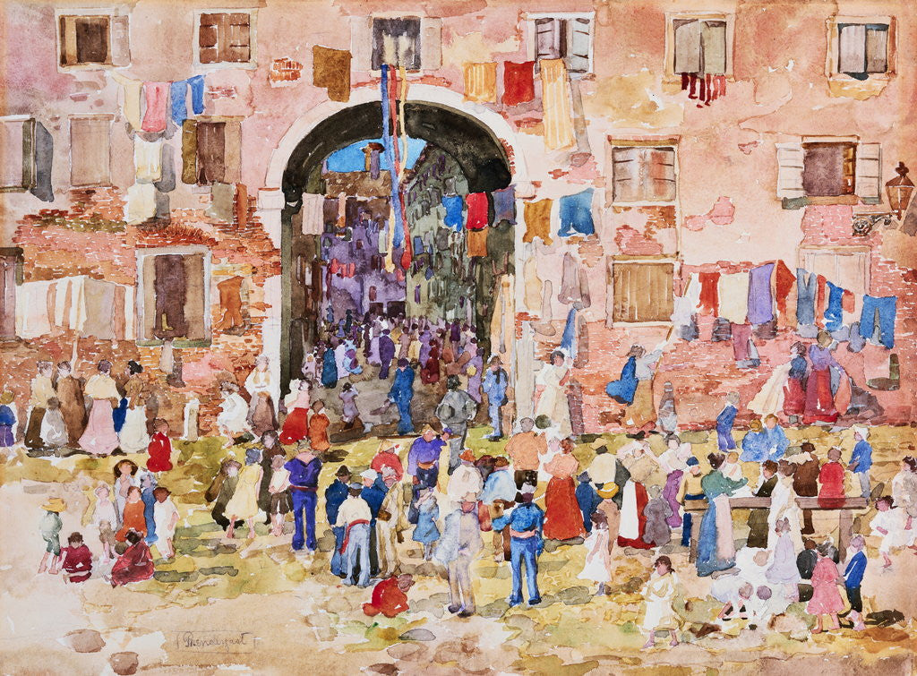 Detail of Venice: Riva Degli Schiavoni, Castello by Maurice Brazil Prendergast