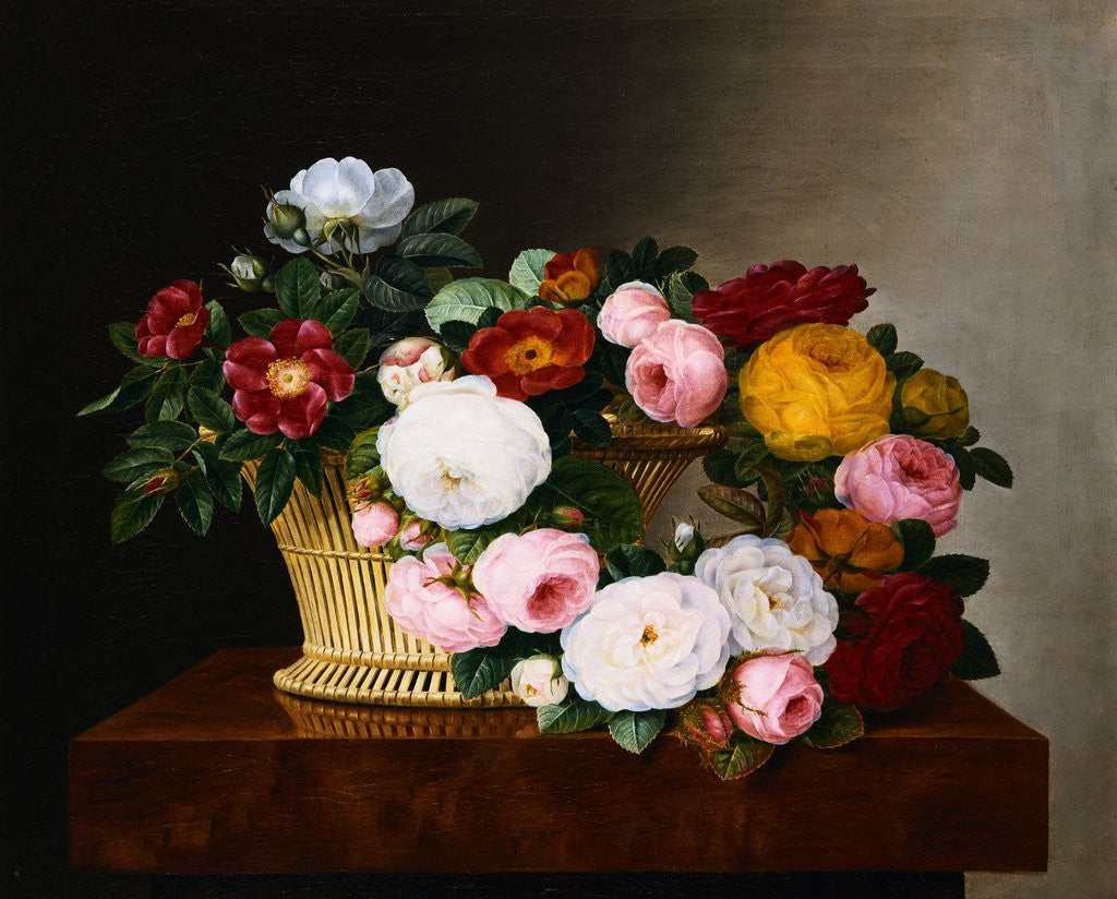Detail of Still Life of Roses by Johan Laurentz Jensen