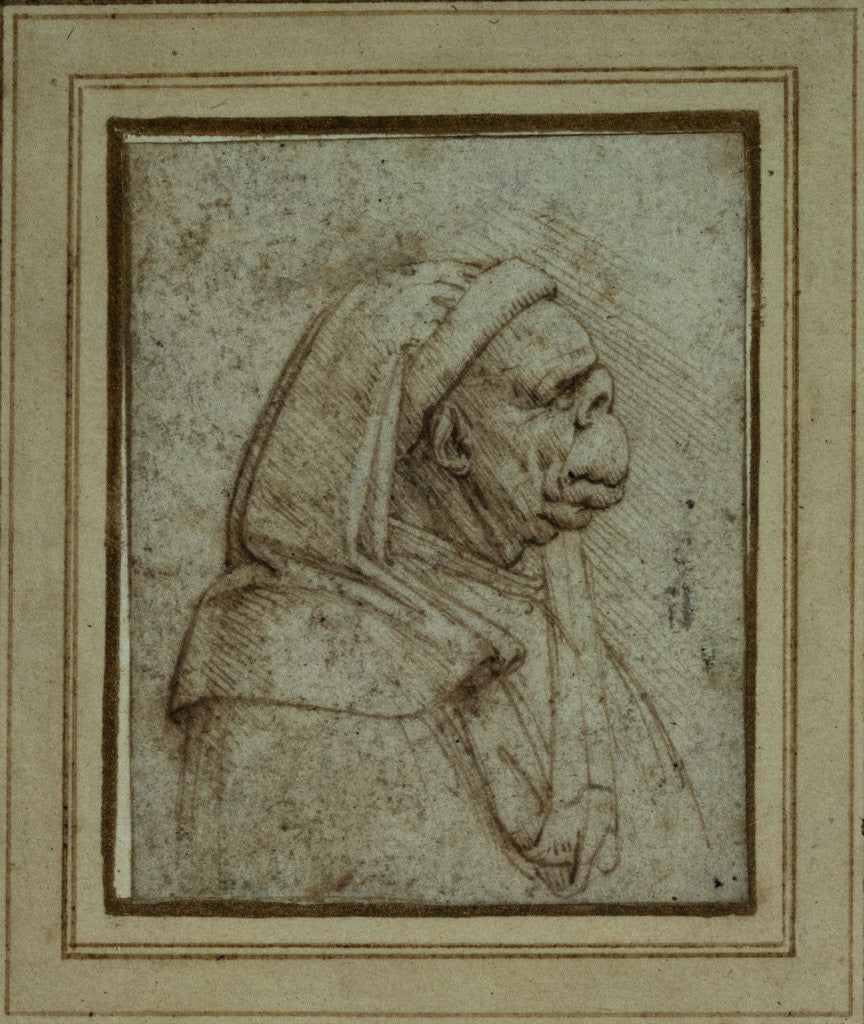 Detail of Caricature of a Figure in a Headcloth by Leonardo da Vinci