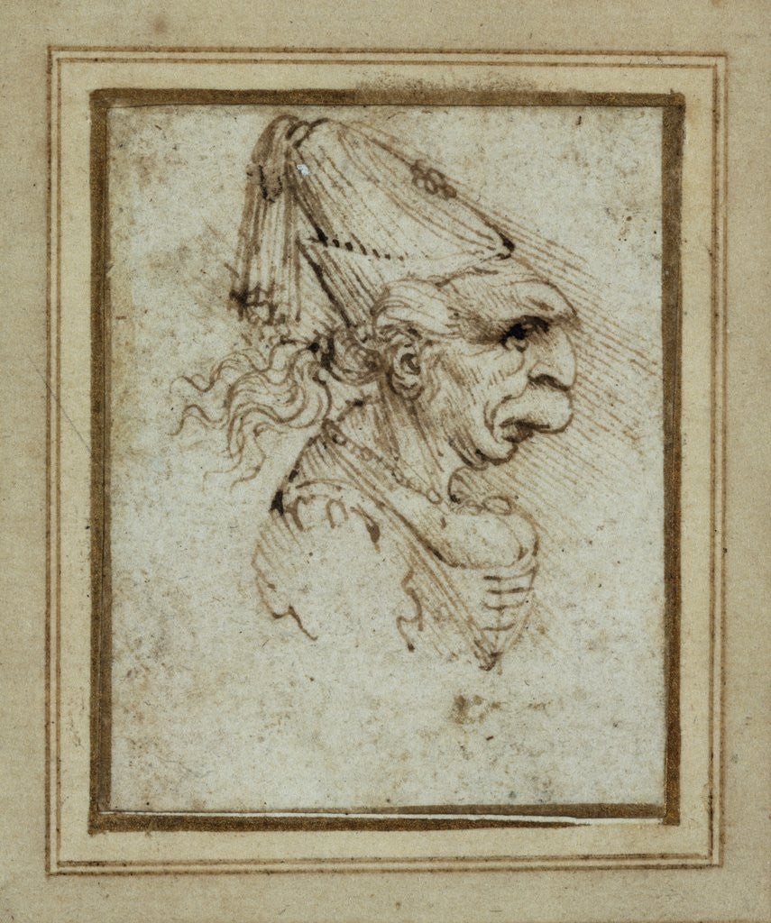 Detail of Caricature of a Woman Wearing a Hennin by Leonardo da Vinci