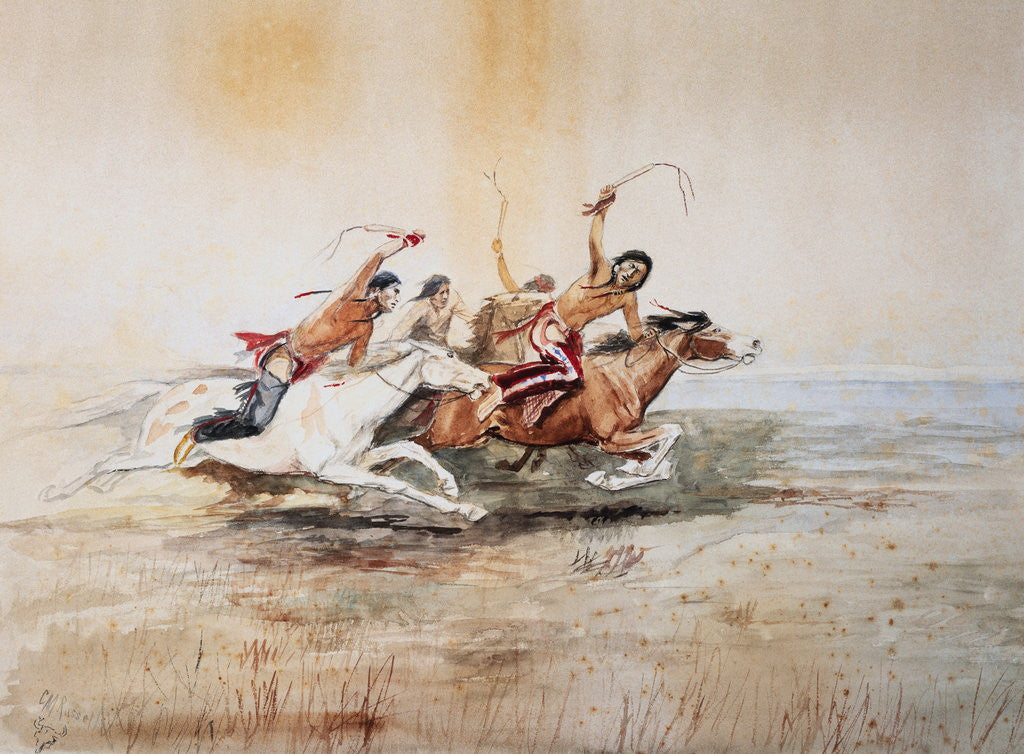 Detail of Indian Horse Race No. 4 by Charles Marion Russell