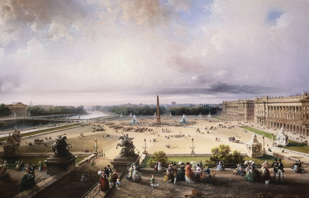 Detail of Place de la Concorde, Paris by Carlo Bossoli