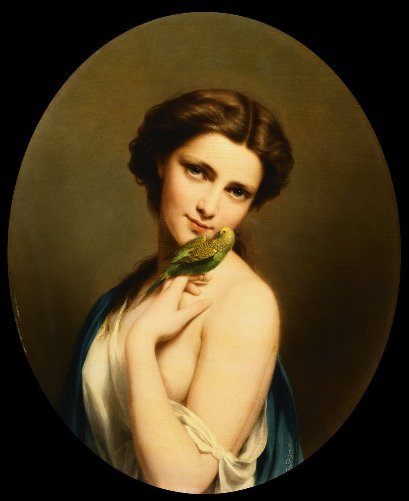 Detail of A Young Beauty with a Parakeet by Fritz Zuber-Buhler