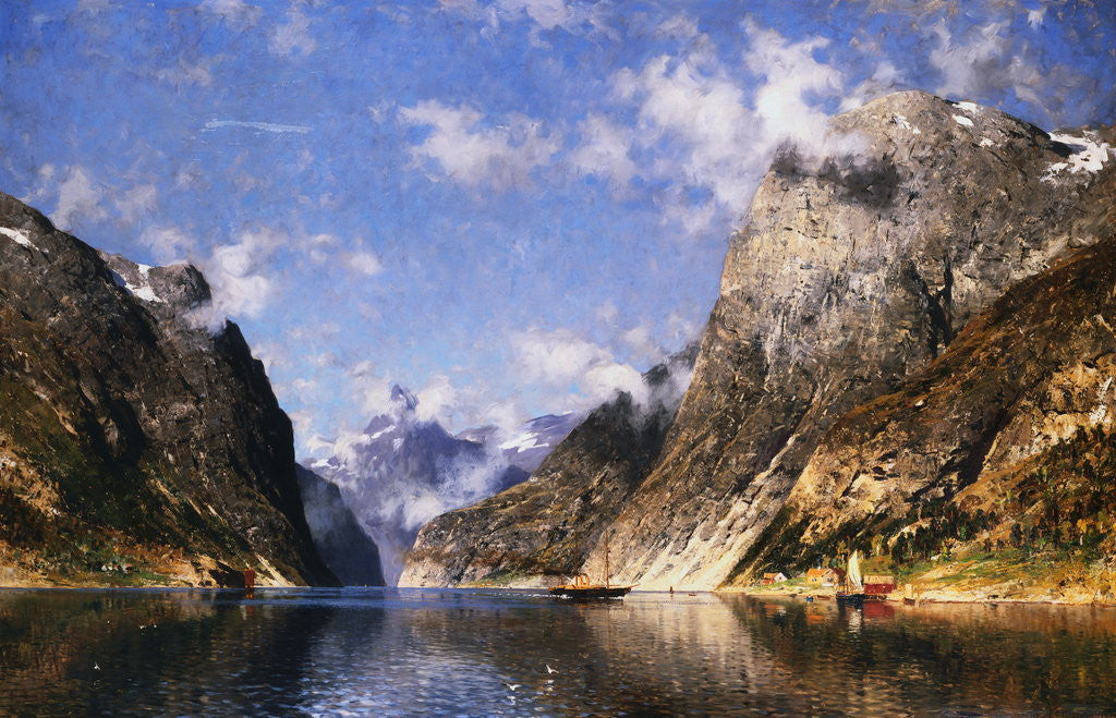 Detail of A Norwegian Fjord by Adelsteen Normann