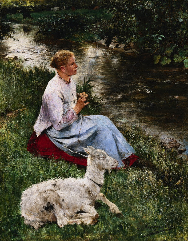 Detail of The Young Shepherdess by Evariste Carpentier