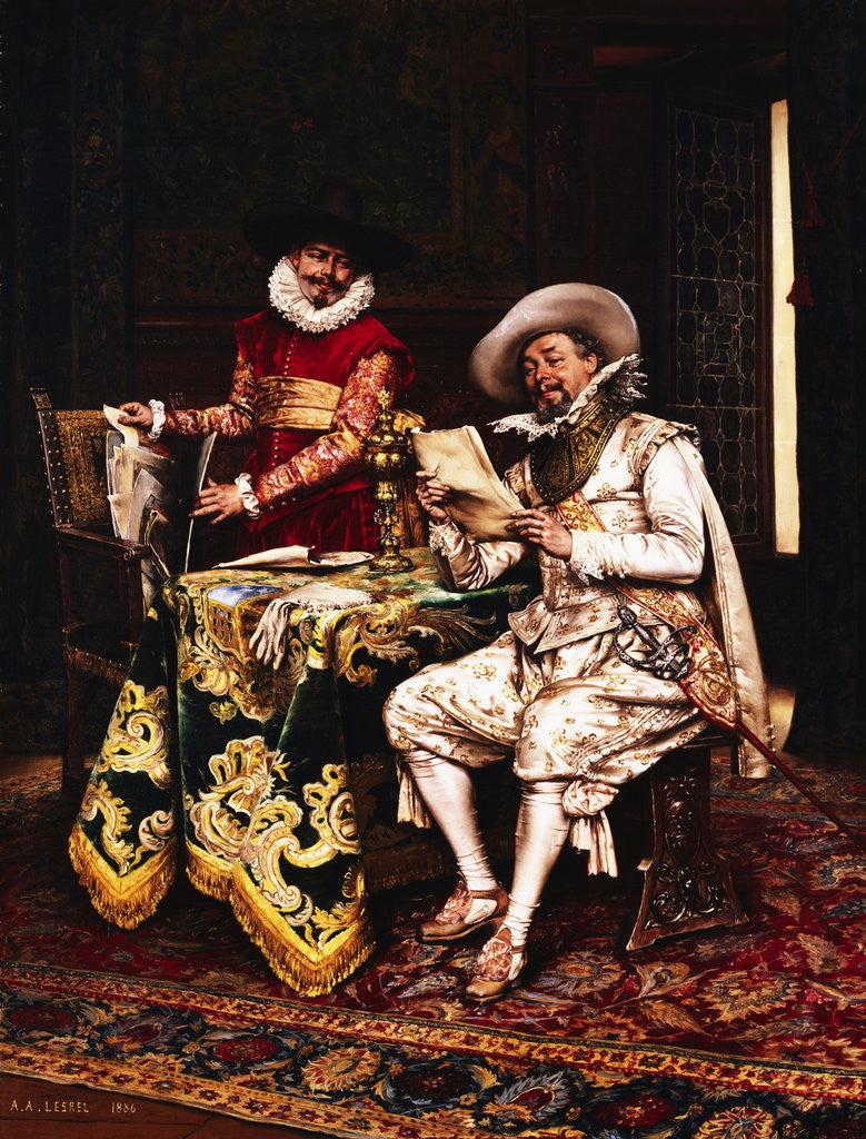 Detail of The Connoisseurs by Adolphe Alexander Lesrel