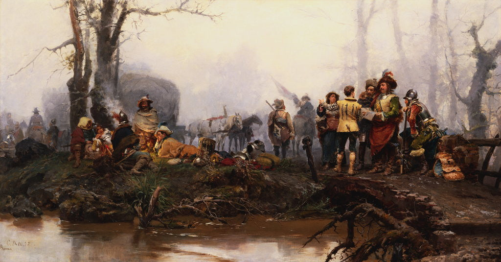 Detail of The Encampment by Cesare Auguste Detti