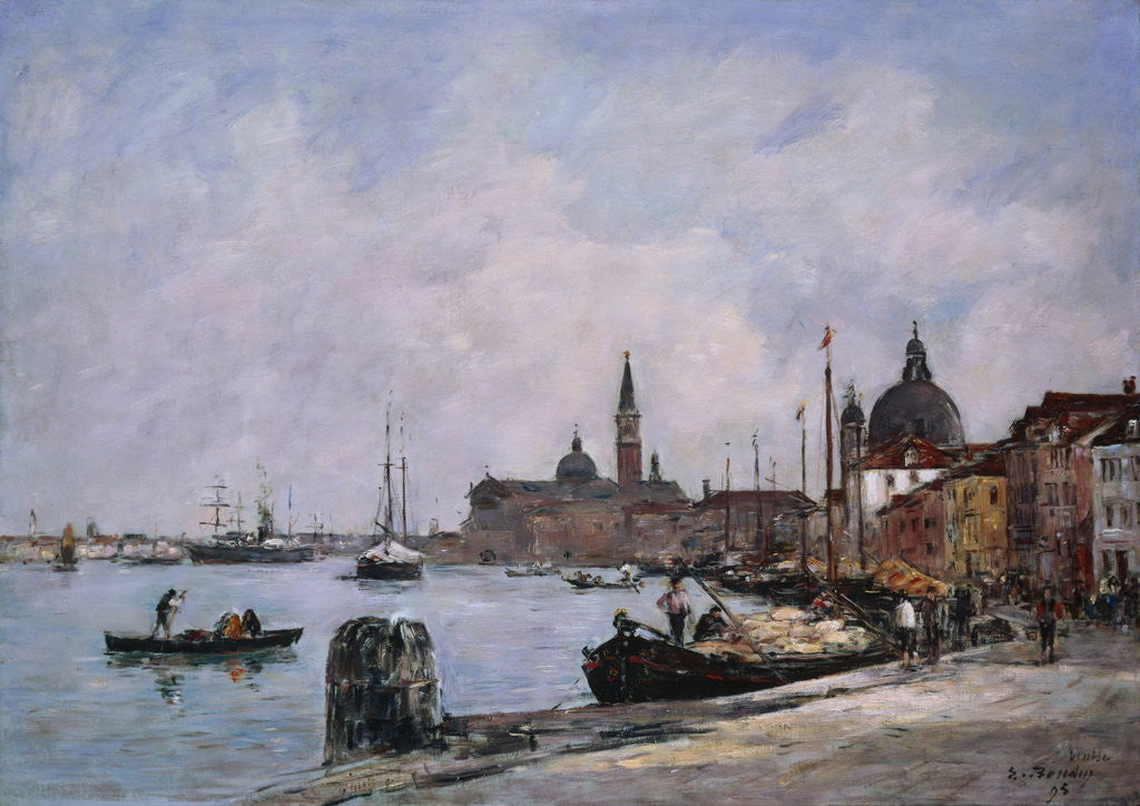 Detail of Venice, the Wharf of the Giudecca by Eugene Boudin