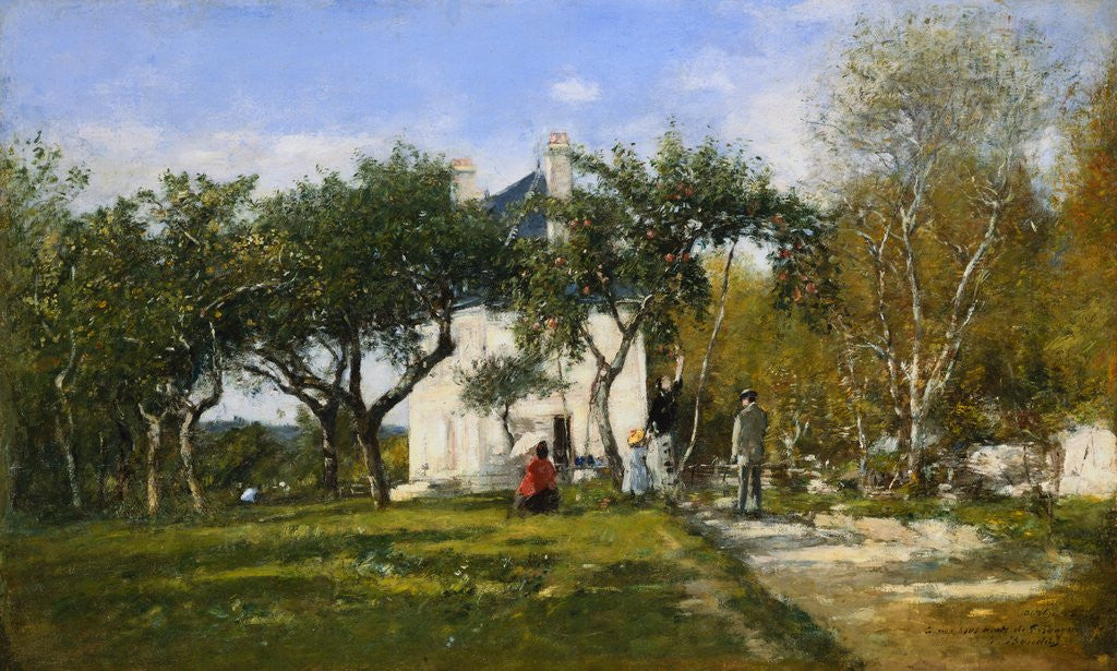 Detail of The Garden and House of Monsieur Jacquette in Fervaqes by Eugene Boudin