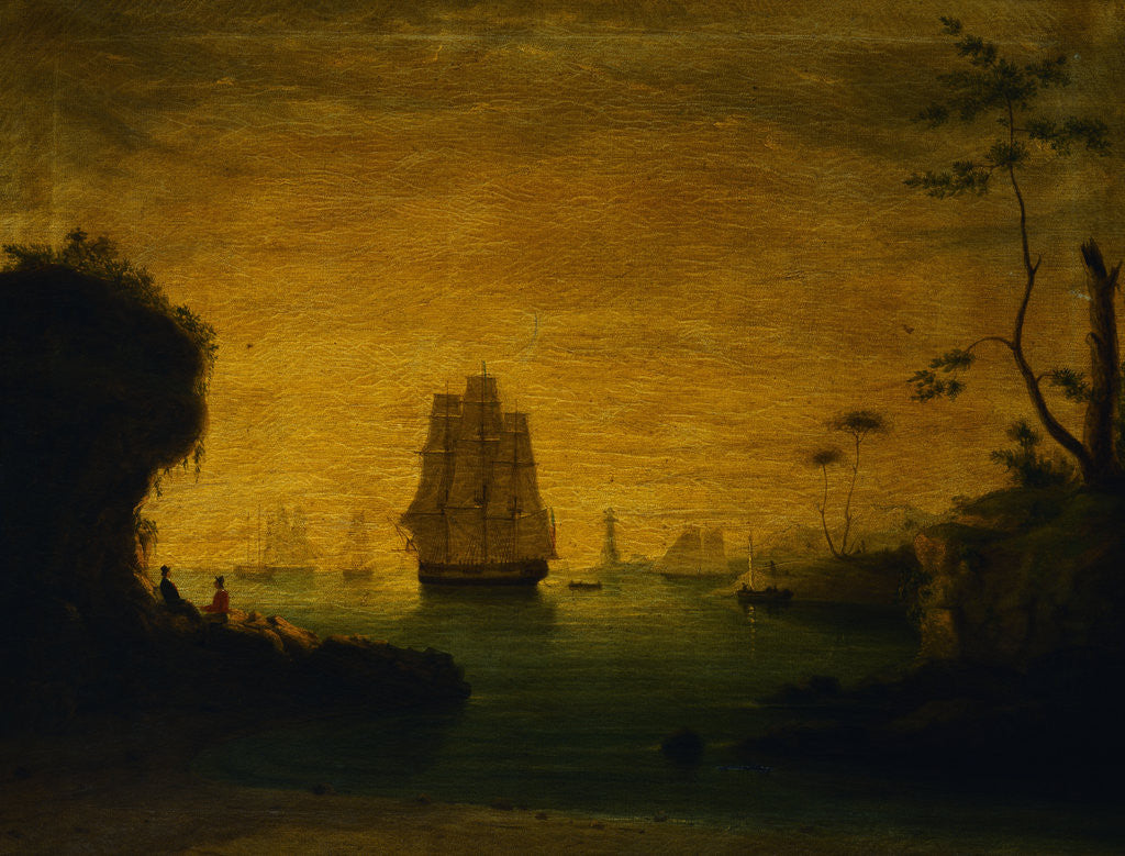 Detail of A View of a Harbor by John S. Blunt