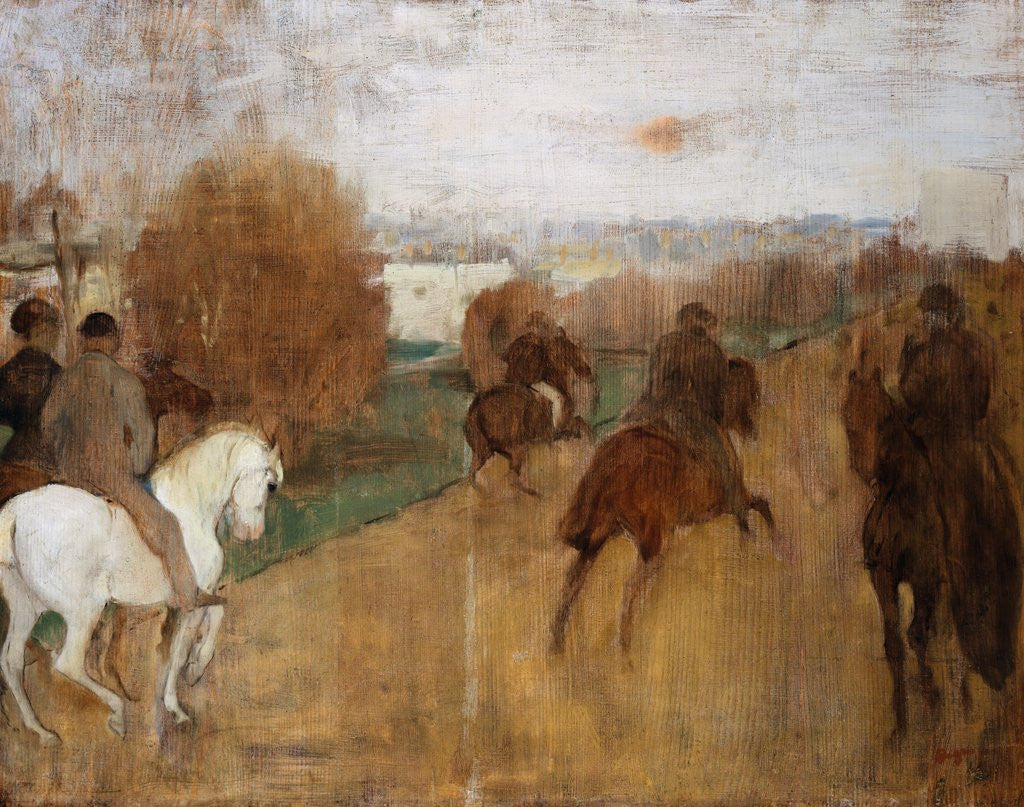 Detail of Cavaliers Sur Une Route by Edgar Degas