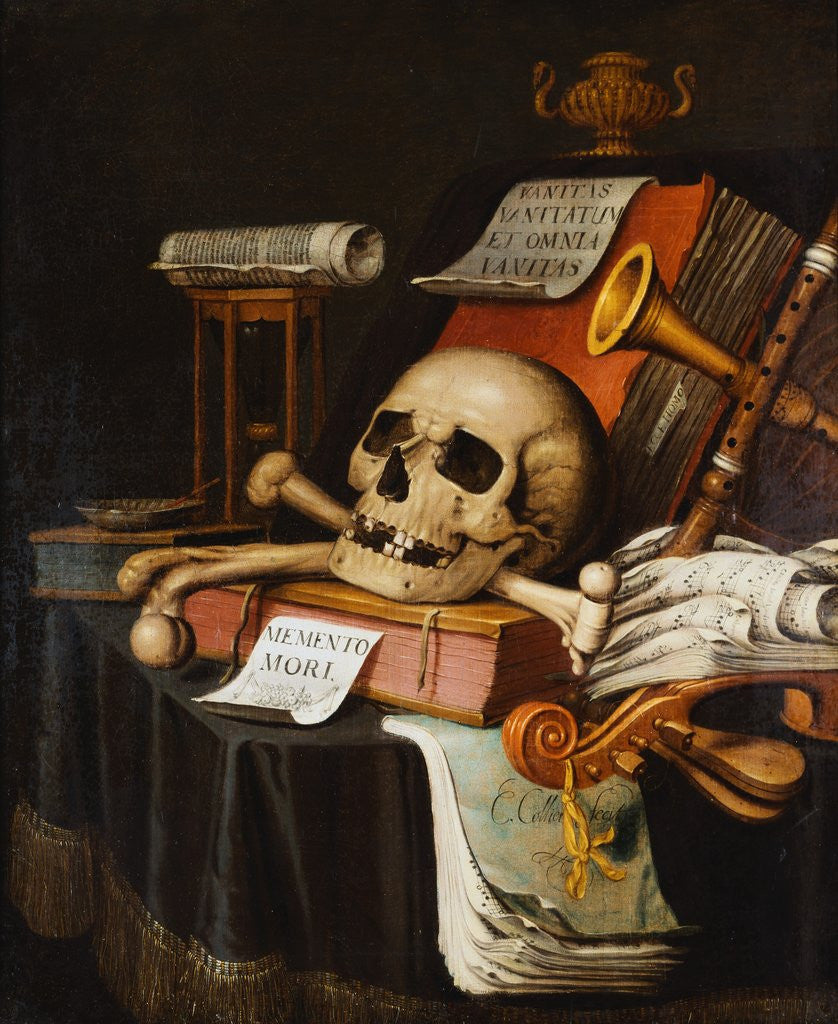 Detail of A Vanitas by Evert Collier