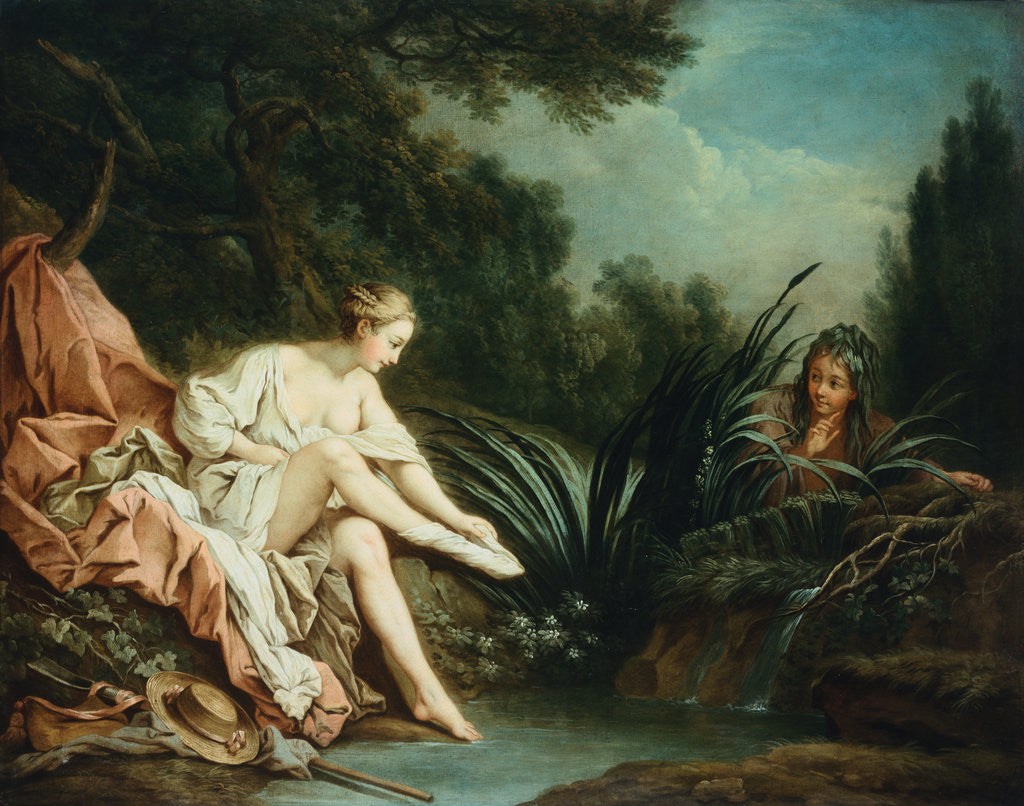 Detail of The Surprised Bather attributed to Jean-Baptiste Huet by Anonymous