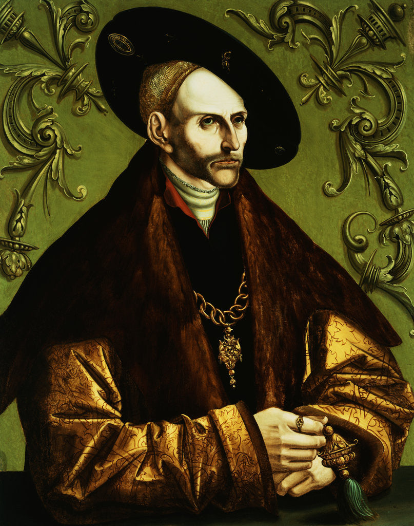 Detail of Portrait of Edzard I, Count of East Friesland attributed to Jacob Cornelisz van Oostsanen by Anonymous