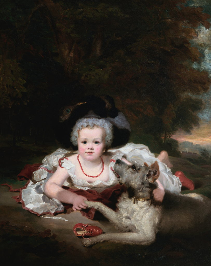 Detail of Portrait of a Young Lady with her Dog in a Landscape by William Nicholson