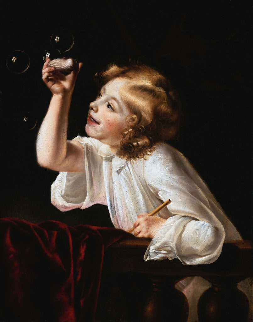 Detail of A Young Boy Blowing Bubbles Cesar van Everdingen by Corbis