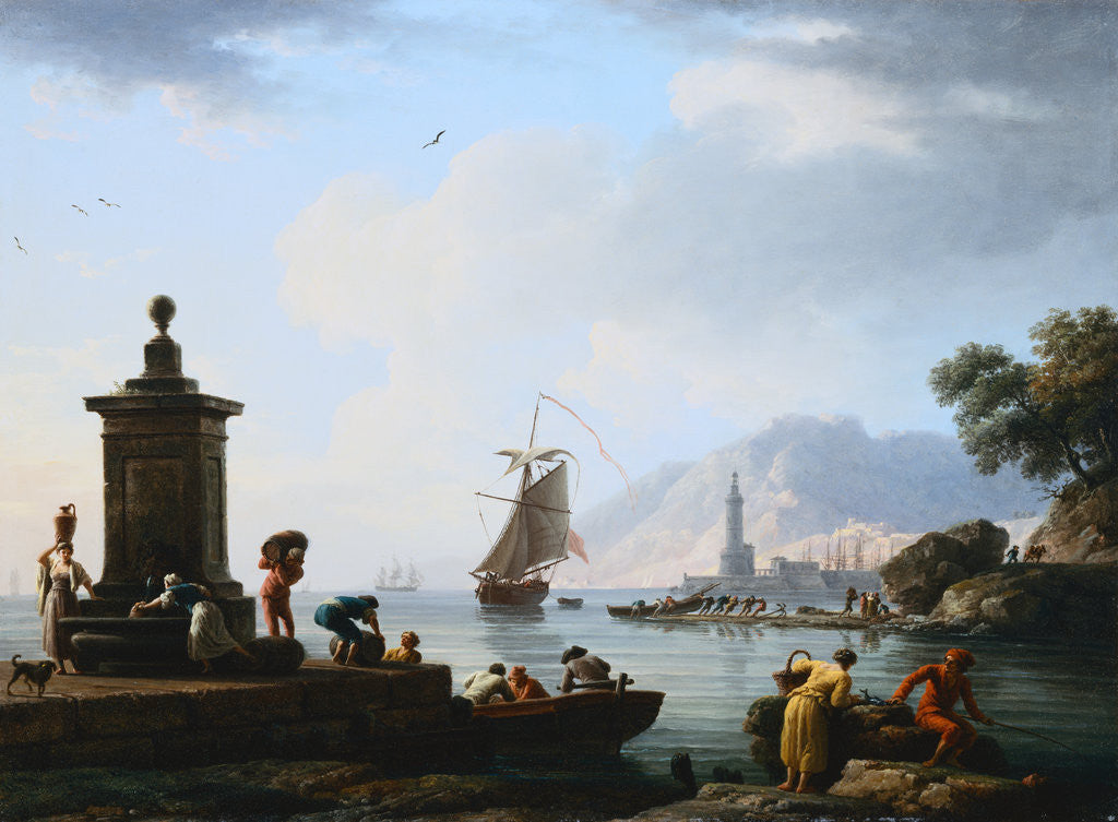 Detail of A View of the Harbor at Genoa Claude-Joseph Vernet by Anonymous
