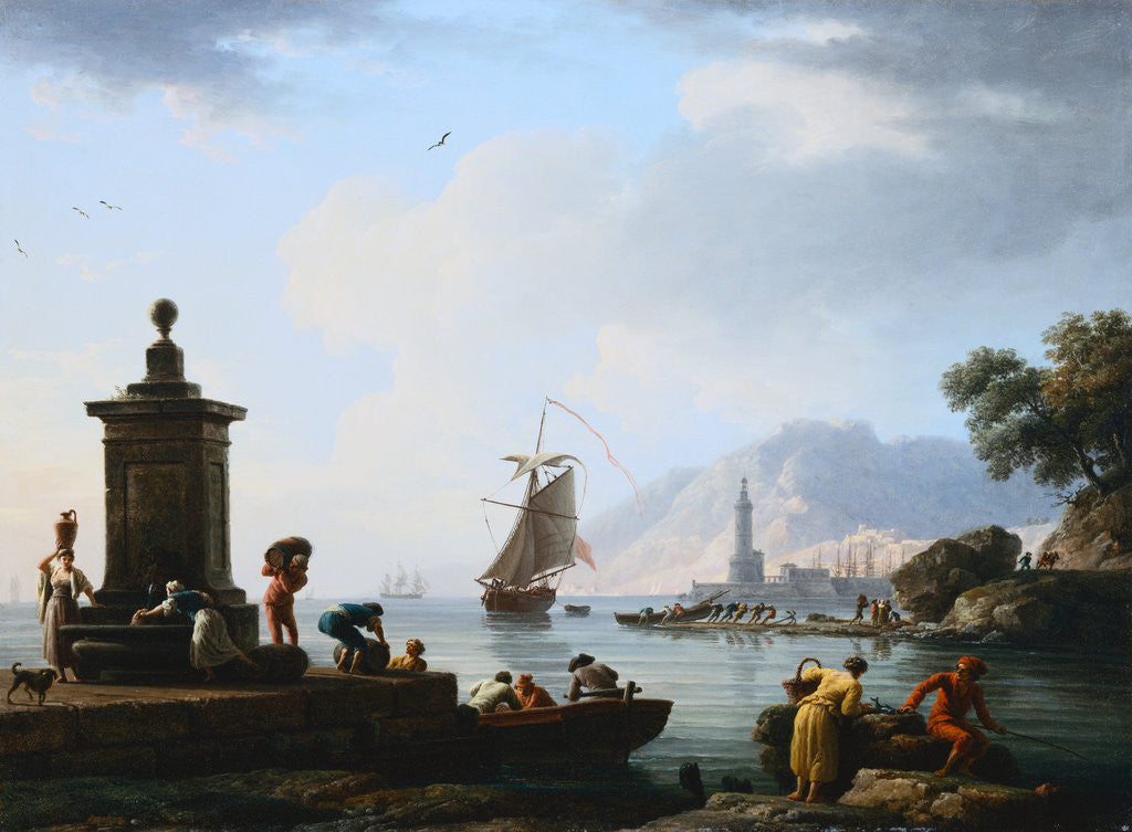 Detail of A View of the Harbor at Genoa Claude-Joseph Vernet by Corbis