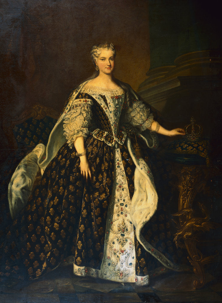 Detail of Portrait of Queen Maria Leczinska, Standing, Full Length, in Robes of State by Louis Michel Vanloo