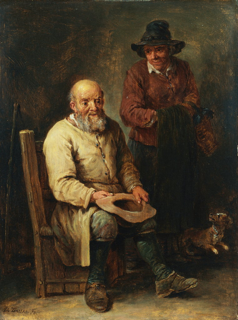 Detail of A Couple in an Interior with a Dog by David Teniers II