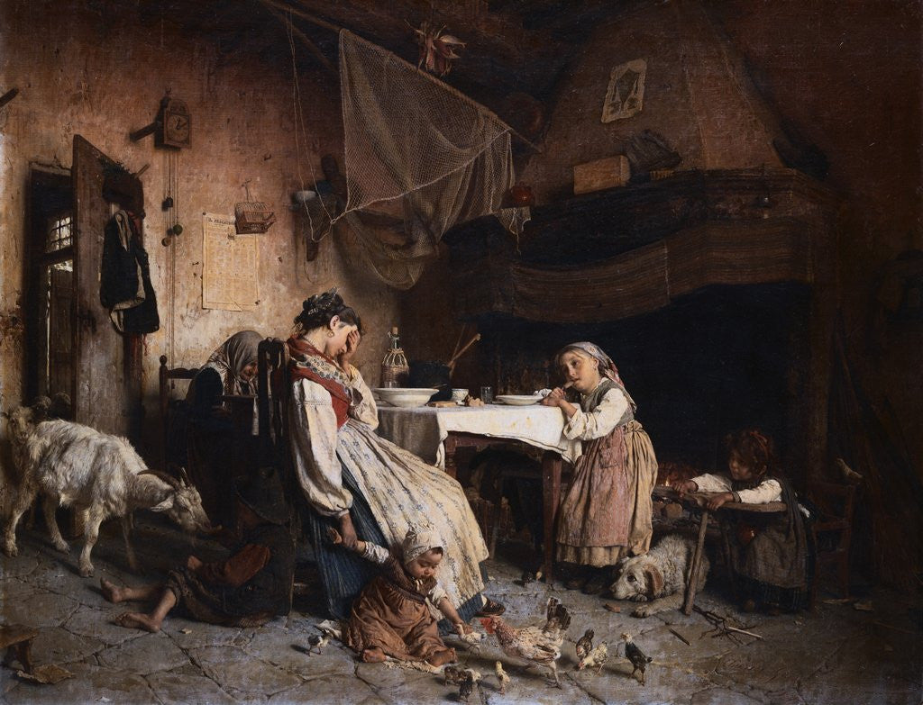 Detail of Il Desinare Della Vedova by Gaetano Chierici