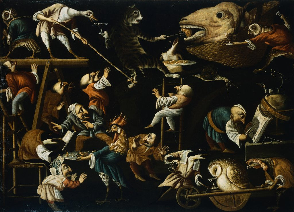 Detail of Imaginary Animals and Dwarfs Fighting, Drinking and Carousing Attributed to Faustino Bocchi by Anonymous