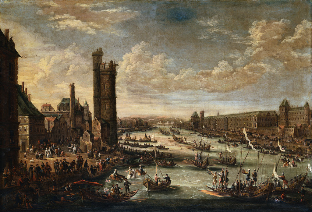 Detail of View of Paris from the Tip of the Ile de la Cite Looking Towards the Louvre and the Tour de Nesle by Peeter Bout