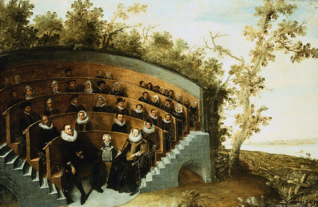 Detail of A Family Geneology Seated in an Amphitheater, in a Landscape by Herman Mijnerts Doncker