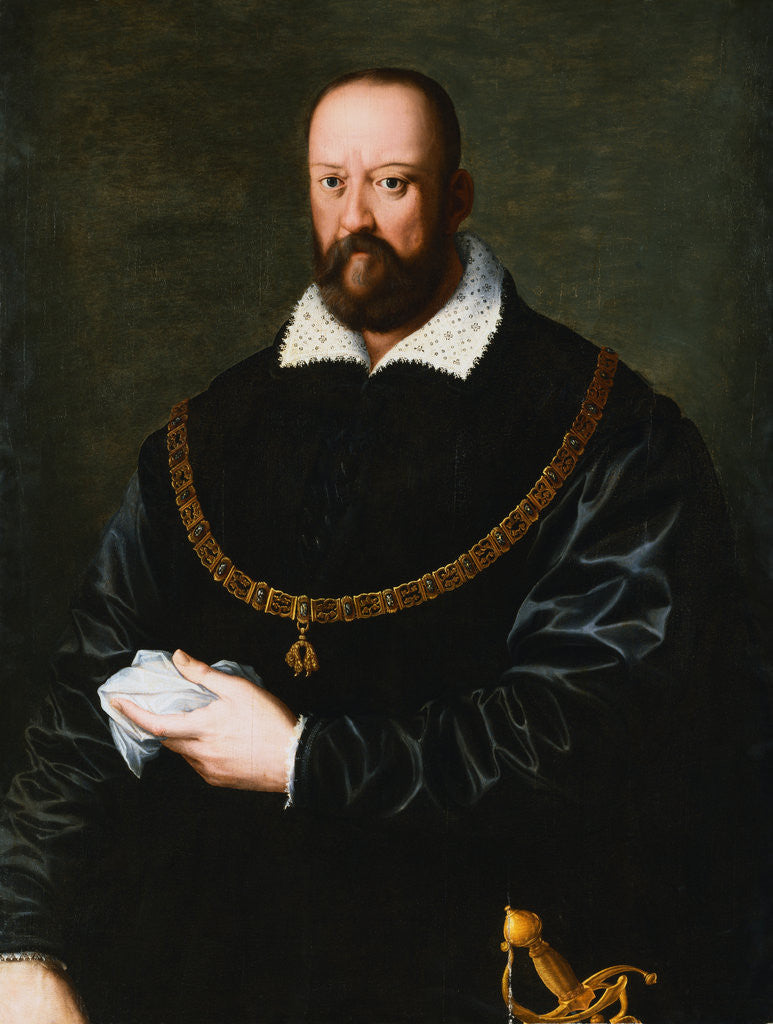Detail of Portrait of Cosimo de Medici I, Half Length, Wearing The Order of the Golden Fleece by Circle of Angelo di Cosimo Allori